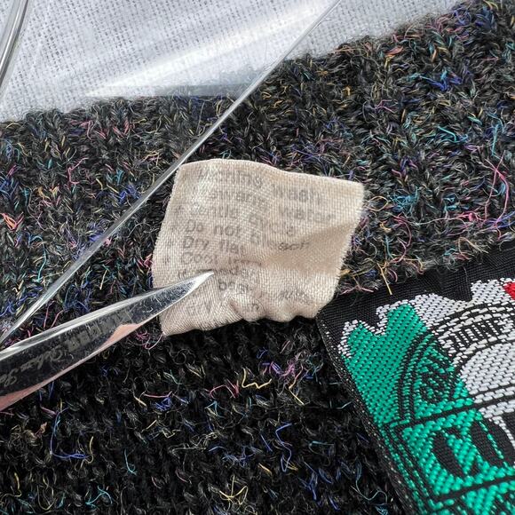 COLLEZIONE PERTE COLORE Vintage Sweater Mens Gray Black Multi Crew neck 80s - Picture 8 of 10